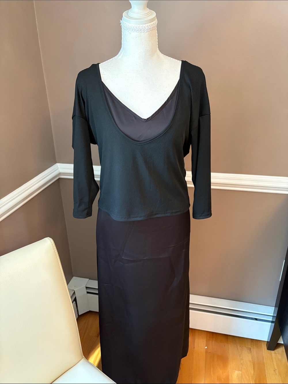 Source Unknown Black Two-Piece Maxi Dress - Set